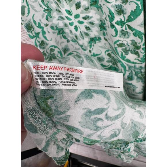 Anthropologie Floral Open Tie Back Midi Dress Womens Large White Green Stretch - Picture 8 of 10